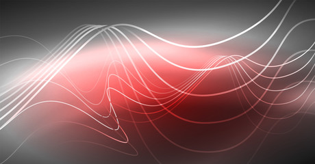 Neon lines wave background. Abstract composition