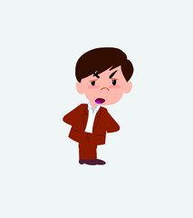 Businessman in casual style is slightly angry.