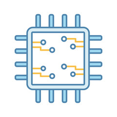 Processor with electronic circuits color icon