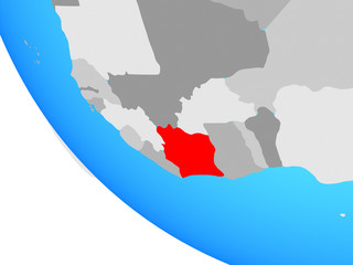 Ivory Coast on simple globe.