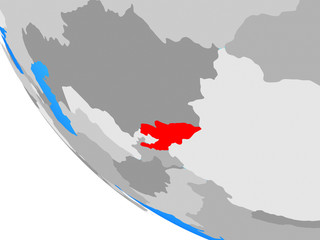 Fototapeta premium Kyrgyzstan on simple globe.
