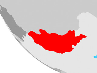 Mongolia on simple globe.