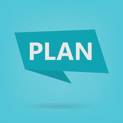 plan word on a sticker- vector illustration
