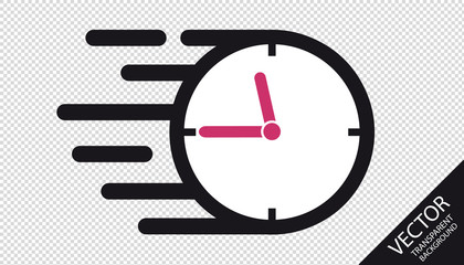 Speed Clock Flat Icon - Vector Illustration - Isolated On Transparent Background