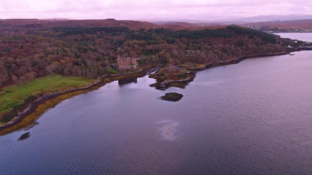 Sunset in autumn at Dunvegan Castle, Isle of Skye