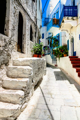 Obraz premium Greek town street with steps