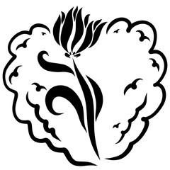 Elegant flower in the heart, romance and love