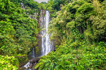 Fototapeta na wymiar Long Exposure of Wailua Falls on the Road to Hana in Maui