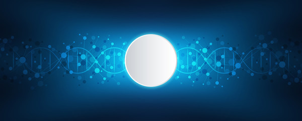 DNA strand and molecular structure. Genetic engineering or laboratory research. Background texture for medical or scientific and technological design. Vector illustration.