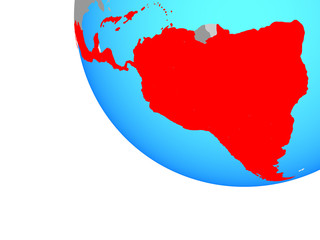 Latin America on simple globe.