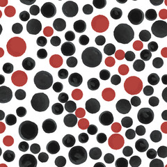 Fototapeta na wymiar Pattern black and red polka