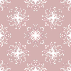 Fototapeta premium Floral vector ornament. Seamless abstract classic background with white flowers. Pattern with repeating floral elements. Ornament for fabric, wallpaper and packaging