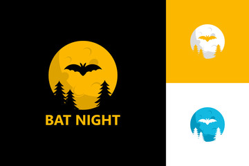 Bat Night Logo Template Design Vector, Emblem, Design Concept, Creative Symbol, Icon