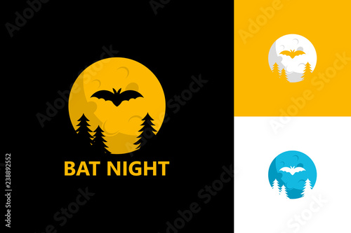 Bat Night Logo Template Design Vector Emblem Concept Bat Night Logo Template Design Vector Emblem Concept Creative Symbol Icon