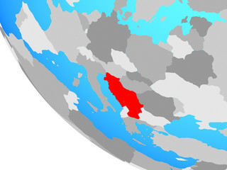 Yugoslavia on simple globe.