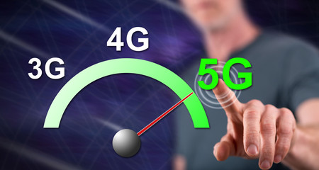 Man touching a 5g concept