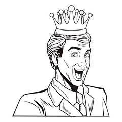 pop art man face in black and white