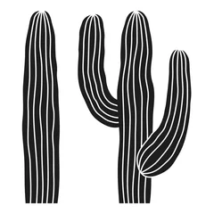 Foto op Canvas Black and white mexican cactus silhouette. © Olga Sh