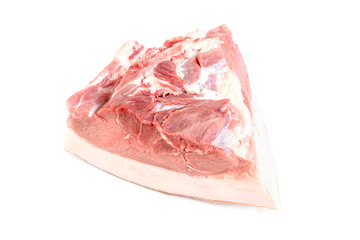 Raw pork meat (ham) isolated on white background.