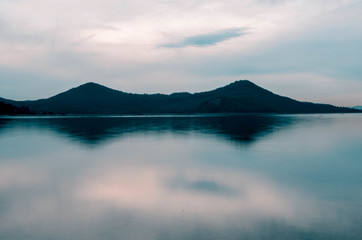 Sunset in the Ullibarri-Gamboa reservoir. Alava, Basque Country, Spain