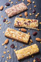 Healthy homemade snacks breakfast . Granola bars