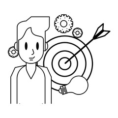 Man with target and bulb light