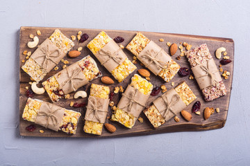 Healthy homemade snacks breakfast . Granola bars