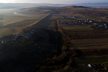aerial drone view with rural development