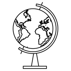 World map globe in black and white