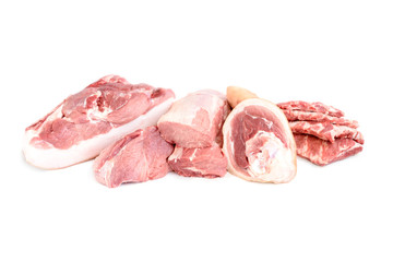 Raw pork meat isolated on white background. 