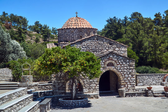 Moni Thari - Orthodox monastery in Byzantine style on the island of Rhodes.