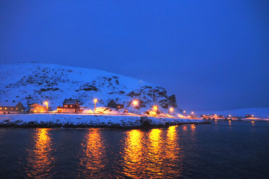 Polarnacht in Havoysund in Norwegen
