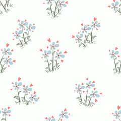 Little flowers. Seamless pattern with cute flowers. Delicate texture