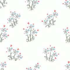 Little flowers. Seamless pattern with cute flowers. Delicate texture