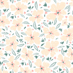 Little flowers. Seamless pattern with cute flowers. Delicate texture