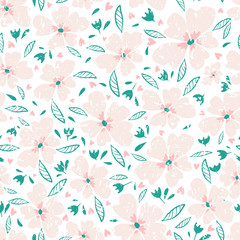Little flowers. Seamless pattern with cute flowers. Delicate texture