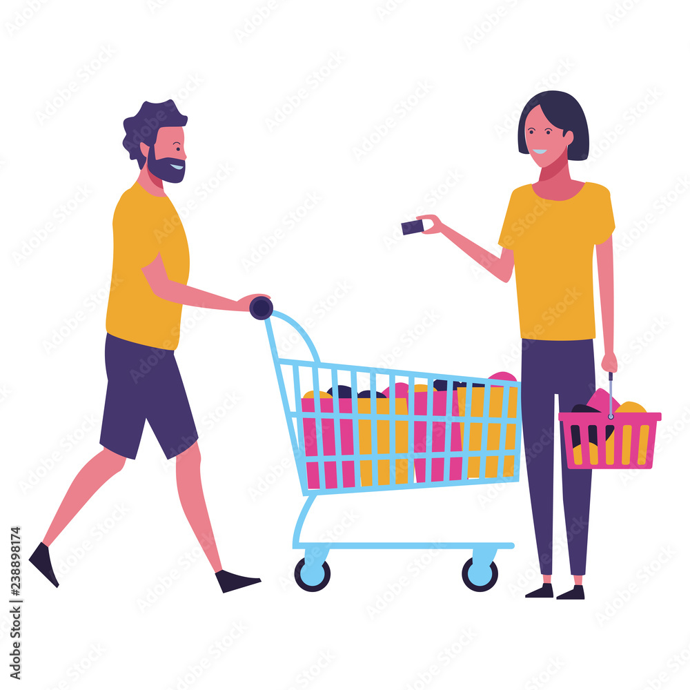 Sticker Couple shopping cartoon