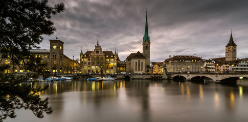 Zurich, Switzerland - view of the old town with the Limmat river