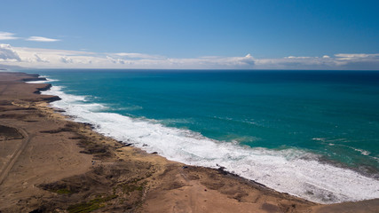 aerial view of the west coast of fuerteventura