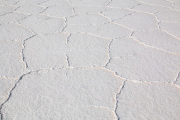 Salar de Uyuni, Salt flat in Bolivia.  Blue Sky and white salt ground.