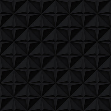 Volume realistic vector stars texture, dark geometric seamless tiles pattern, design black background for you projects 