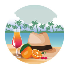 panama hat with cocktail