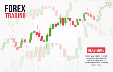 Vector background with stock market candlesticks chart. Forex trading creative design. Candlestick graph illustration for trade analytics