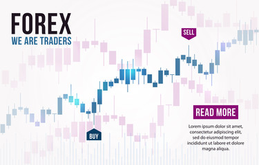 Vector background with stock market candlesticks chart. Forex trading creative design. Candlestick graph illustration for trade analytics