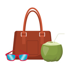 coconut with beach bag