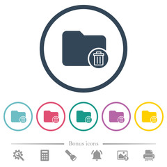 Delete directory flat color icons in round outlines