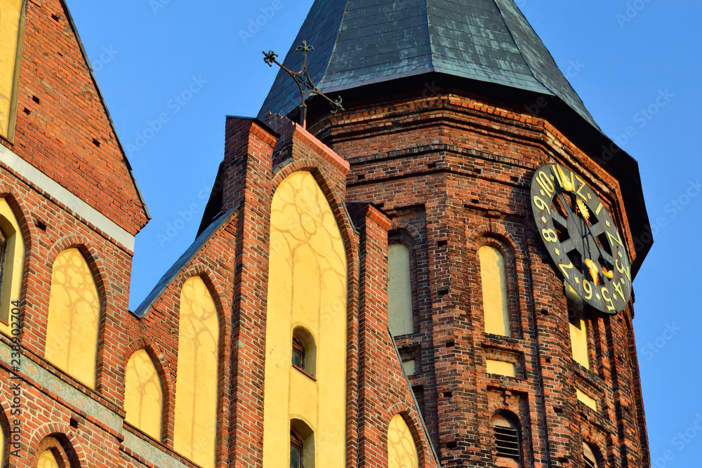 Wall mural Tower of Koenigsberg Cathedral, Gothic temple of the 14th century. Symbol of Kaliningrad (until 1946 Koenigsberg), Russia