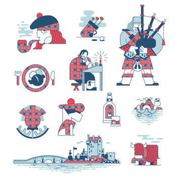 Illustrated Culture Icons Of Scotland