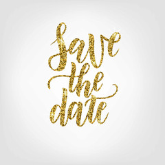 Save the date hand lettering postcard. Wedding phrase. Vector illustration. Modern brush calligraphy. Isolated on white background. 