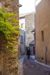 characteristic alley of Italian medieval village. Amelia, Umbria, Italy